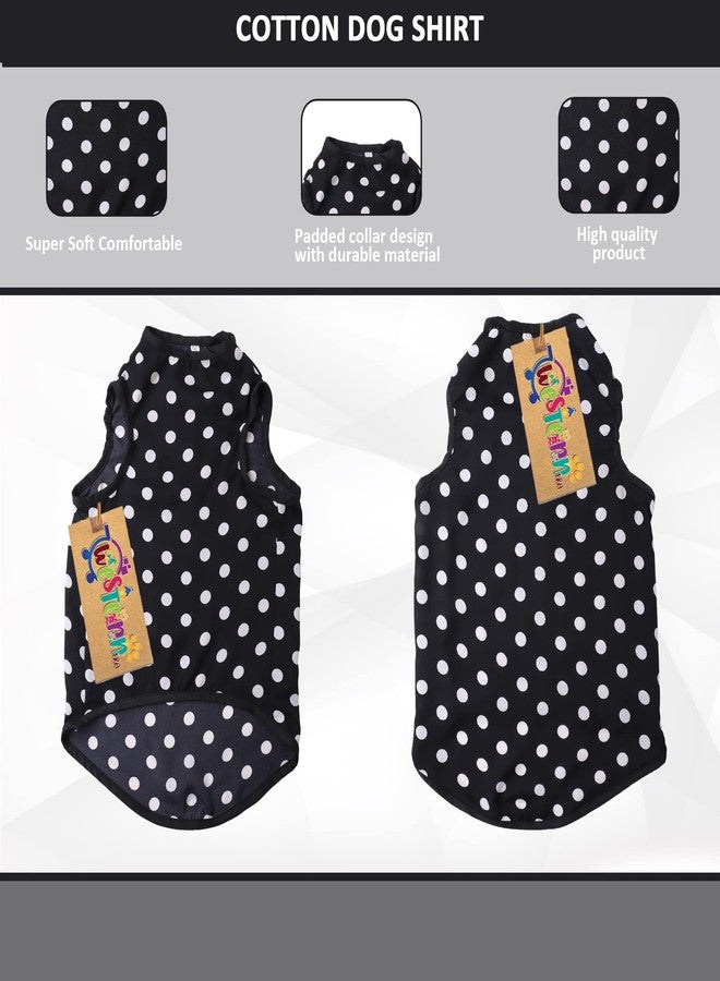 Western Era Funky Soft Cotton Dog T-Shirt | Comfortable & Breathable Dog Clothing | Stylish Sleeveless Vest Pet Outfit (Polka Black) (Small - 14inches) - Image 4